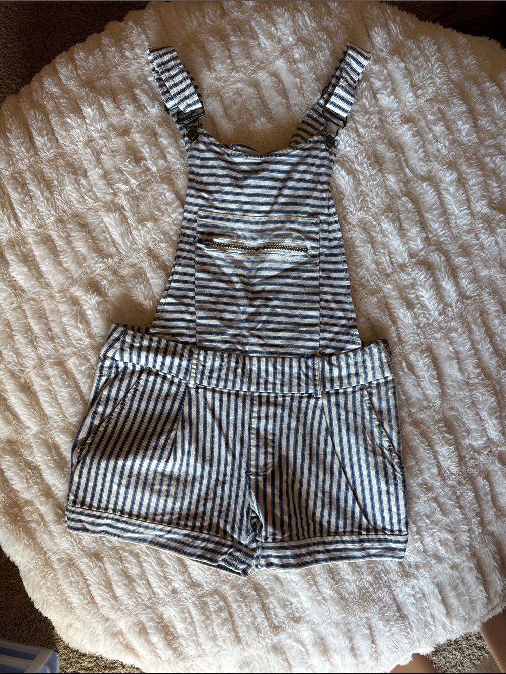 Striped COTTON Blue and White Overalls Shorts